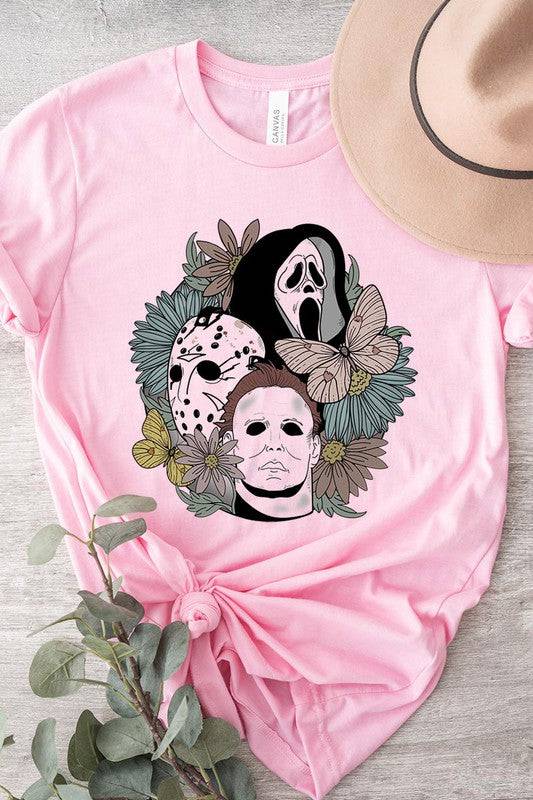 UNISEX SHORT SLEEVEHALLOWEEN FLORAL,JASON,FREDY,SCREAM UNISEX SHORT SLEEVE100%COTTON,HEATHER(52%COTTON,48%POLY),ATH.HEATHER,BLACK HEATHER(90%COTTON,575%POLY)IMPORTSize Measurement (inc