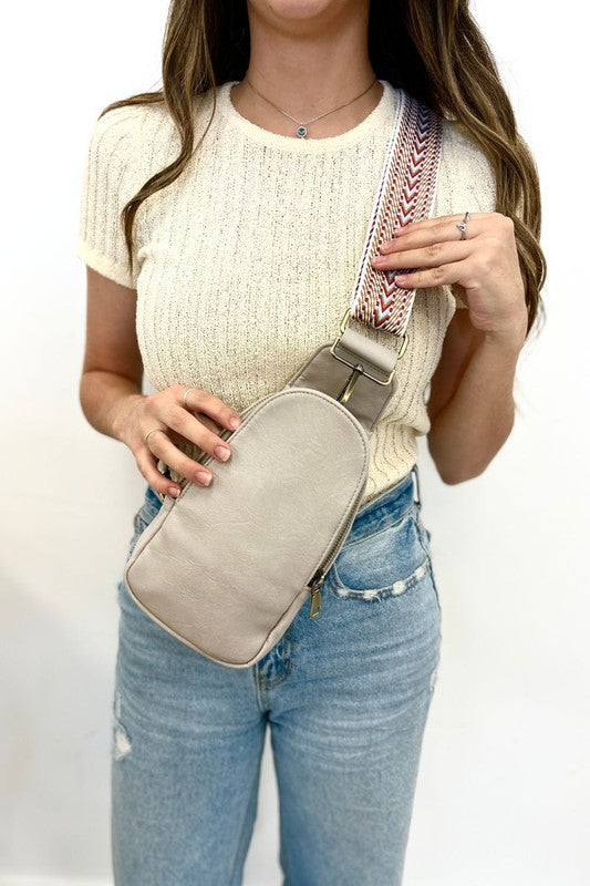 SUTTON SLING CROSSBODY WITH WOVEN STRAP