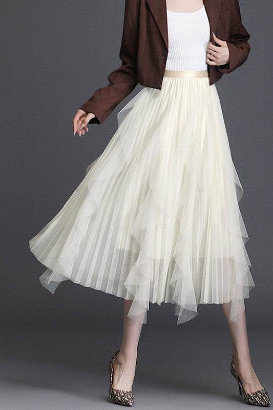 Pleated chiffon midi skirtPleated chiffon midi skirtMade In: China