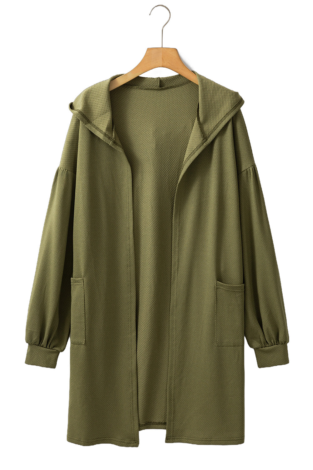 Guacamole Green Side Split Knit Hooded Cardigan