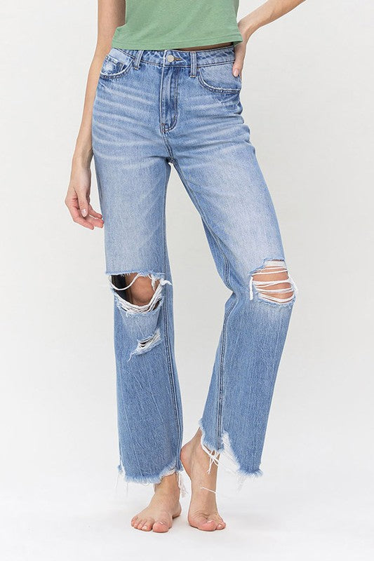 90's Vintage Super High Rise Flare JeansIntroducing our 90's Vintage Super High Rise Flare Jeans, a timeless piece that exudes retro-inspired charm and effortless style. Crafted from non-stretch denim, the