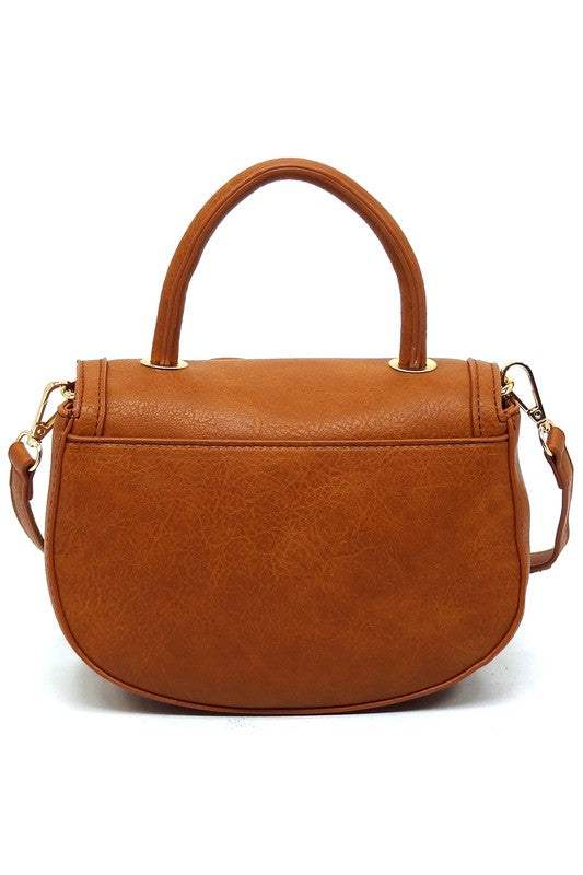 Fashion Flap Saddle SatchelUpgrade your style game with our Fashion Flap Saddle Satchel. This chic accessory features a trendy flap design, adding a touch of sophistication to your ensemble. T