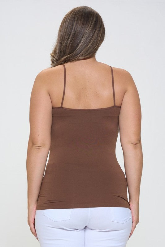 Seamless Long Spaghetti Strap Long Camisole TopTank Top -seamless with spaghetti straps features, super soft stretchy material, is great for layering or wearing alone on a hot day. It stretches very well and it's