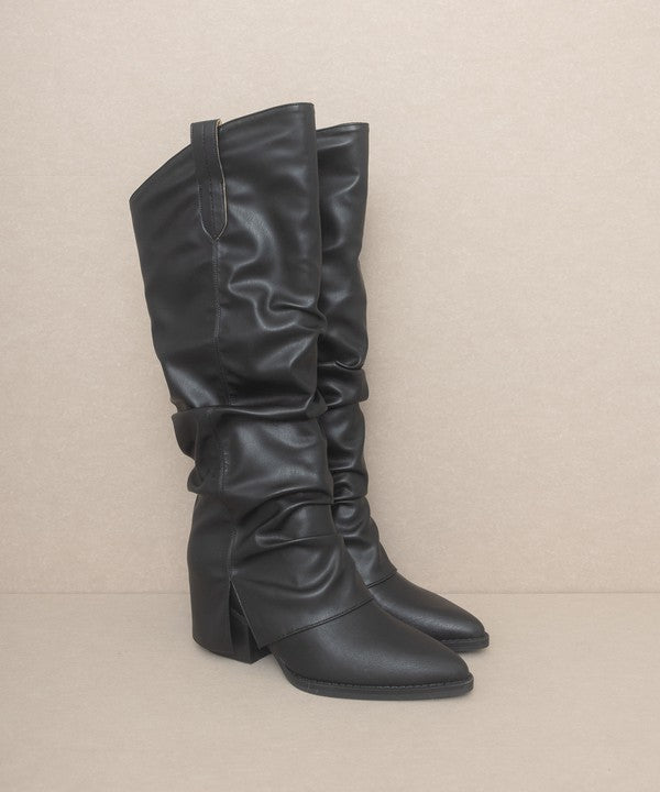 OASIS SOCIETY Thea - Fold Over Slit Jean BootsFold over slit jean boots offer a unique blend of fashion and versatility. These boots feature a distinctive fold-over design and a stylish slit, providing an edgy t