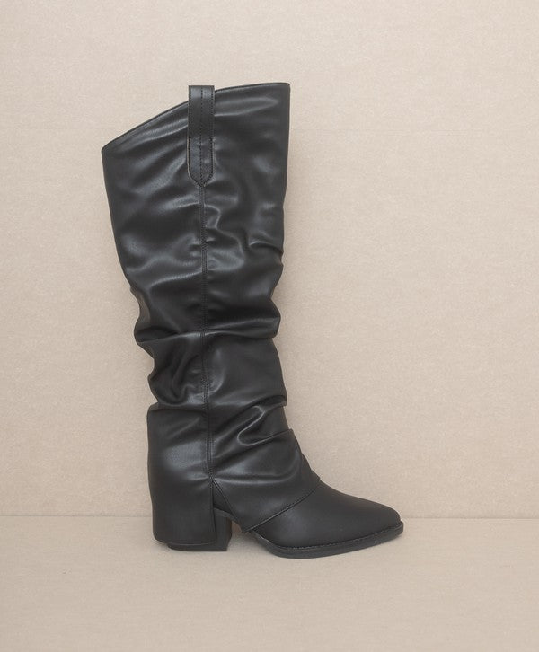 OASIS SOCIETY Thea - Fold Over Slit Jean BootsFold over slit jean boots offer a unique blend of fashion and versatility. These boots feature a distinctive fold-over design and a stylish slit, providing an edgy t