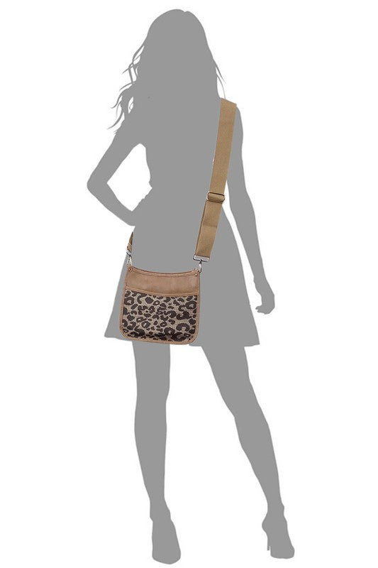 Leopard Colorblock Hobo Crossbody BagLeopard Colorblock Hobo Crossbody Bag Faux vegan leather Zip top closure Antique Gold-tone hardware Detachable shoulder strap (Guitar Strap) L 9.5 * H 9 * W 3.5