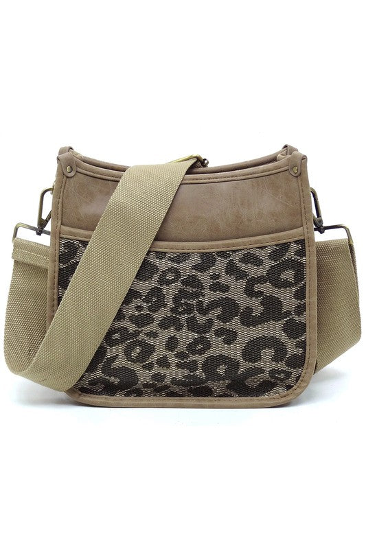 Leopard Colorblock Hobo Crossbody BagLeopard Colorblock Hobo Crossbody Bag Faux vegan leather Zip top closure Antique Gold-tone hardware Detachable shoulder strap (Guitar Strap) L 9.5 * H 9 * W 3.5