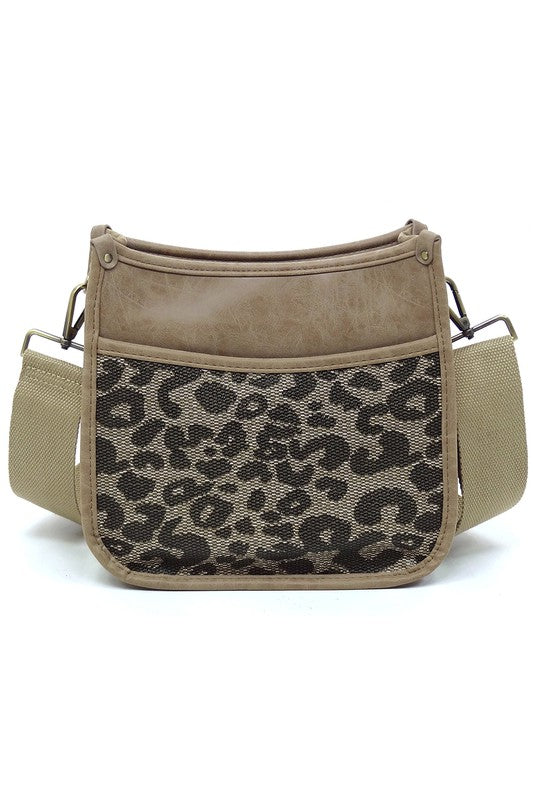 Leopard Colorblock Hobo Crossbody BagLeopard Colorblock Hobo Crossbody Bag Faux vegan leather Zip top closure Antique Gold-tone hardware Detachable shoulder strap (Guitar Strap) L 9.5 * H 9 * W 3.5