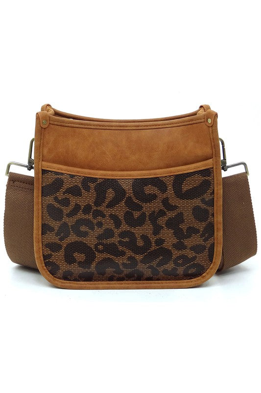 Leopard Colorblock Hobo Crossbody BagLeopard Colorblock Hobo Crossbody Bag Faux vegan leather Zip top closure Antique Gold-tone hardware Detachable shoulder strap (Guitar Strap) L 9.5 * H 9 * W 3.5