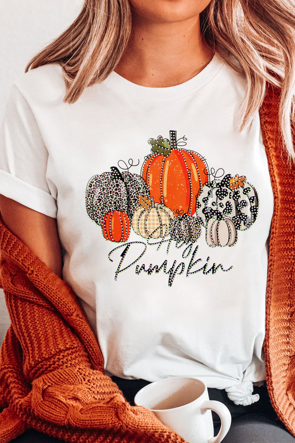 White Thanksgiving Hey Pumpkin Graphic Tee