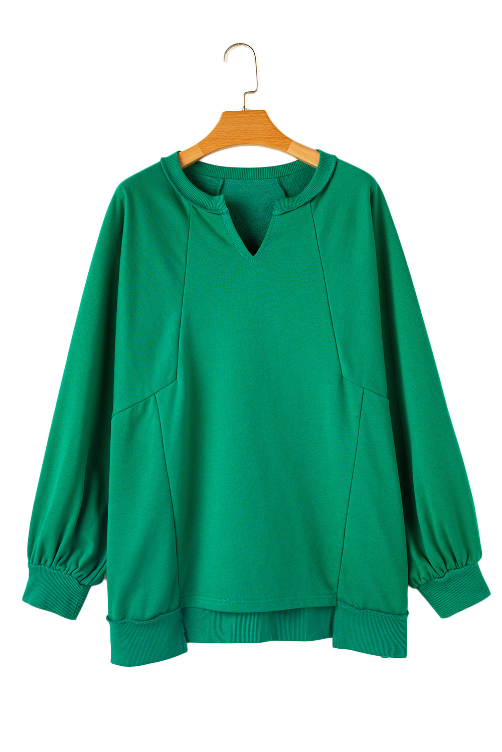 Bright Green Exposed Seam Notched Neck Plus Size SweatshirtMaterial:65%Polyester+35%Cotton

• Stand out in style with this vibrant bright green sweatshirt, featuring exposed seam detailing for a trendy touch.
• The notched