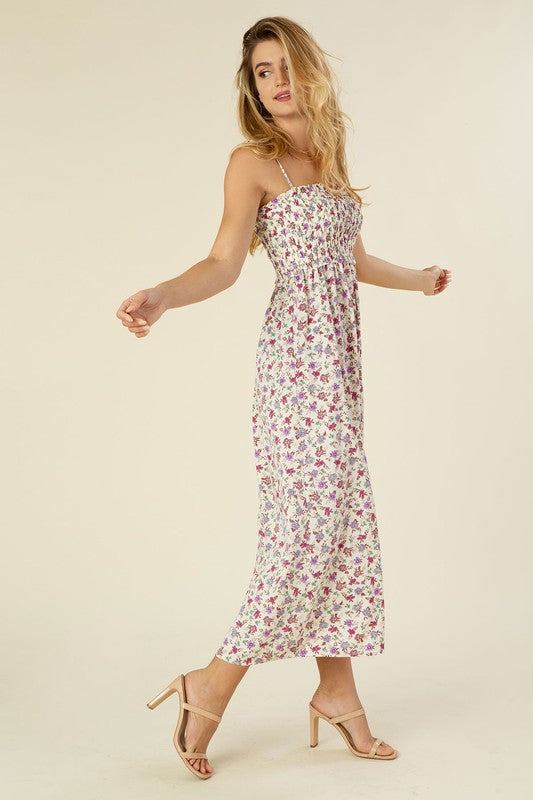 Smocked cami maxi dress- Smocked cami maxi dress- Pattern type : floral print- Sleeve type : sleeveless- Stretch : stretch- Sheer : lined. no see through- Care instruction : machine wash c