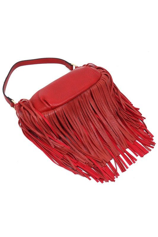 Fashion Fringe Shoulder Bag HoboFashion Fringe Shoulder Bag Hobo Faux vegan leather Zip top closure Gold-tone hardware L 9.8 * H 5.5 * W 2.8 (6.3 D)