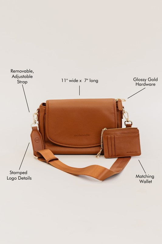 SIGNATURE CROSSBODY SHOULDER BAG WITH CARD WALLETSleek, durable vegan leather material? Check. A matching wallet? Check. Goes-with-everything colors and a chic silhouette? Double check!The Signature Crossbody is fu