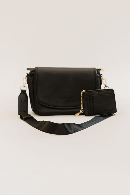 SIGNATURE CROSSBODY SHOULDER BAG WITH CARD WALLETSleek, durable vegan leather material? Check. A matching wallet? Check. Goes-with-everything colors and a chic silhouette? Double check!The Signature Crossbody is fu