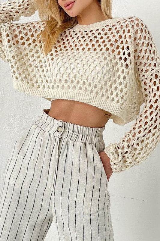 Open knit cropped topOpen knit cropped topMade In: China