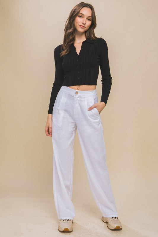 Linen Front Creased PantsIntroducing our Linen Front Creased Pants, a classic and versatile addition to your wardrobe. Crafted from lightweight and breathable linen fabric, these pants offer