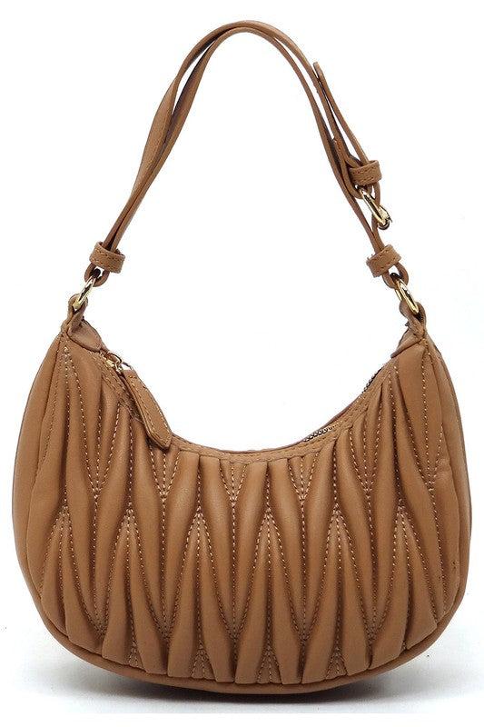 Chevron Quilted Shoulder Bag HoboChevron Quilted Shoulder Bag Hobo Faux vegan leather Zip top closure Gold-tone hardware Adjustable shoulder strap L 9 * H 5 * W 3 (9 D)