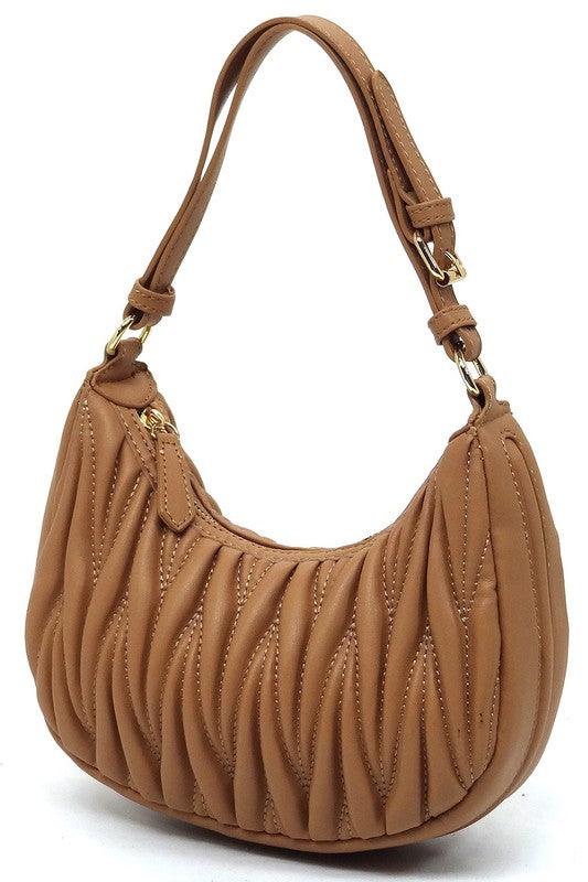 Chevron Quilted Shoulder Bag HoboChevron Quilted Shoulder Bag Hobo Faux vegan leather Zip top closure Gold-tone hardware Adjustable shoulder strap L 9 * H 5 * W 3 (9 D)