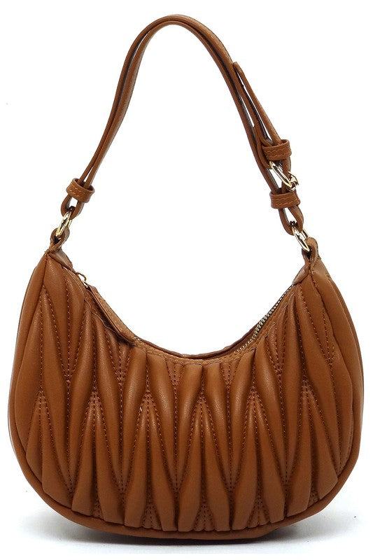 Chevron Quilted Shoulder Bag HoboChevron Quilted Shoulder Bag Hobo Faux vegan leather Zip top closure Gold-tone hardware Adjustable shoulder strap L 9 * H 5 * W 3 (9 D)