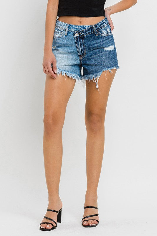 Super High Rise Two Tone Denim ShortsThe Super High Rise Two Tone Denim Shorts offer a bold and stylish look with their unique design. Made from non-stretch denim, they provide structure and durability,