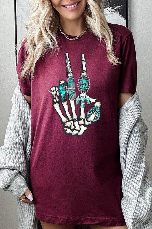 Western Skeleton Concho Rings Graphic T ShirtsSKELETON,WESTERN COWGIRL,TEAL CONCHO RINGS,PEACE SIGN UNISEX SHORT SLEEVE,GRAPHIC TEE,GRAPHIC TSHIRTS,TSHIRTS,TEES100%COTTON,HEATHER(52%COTTON,48%POLY),ATH.HEATHER,B