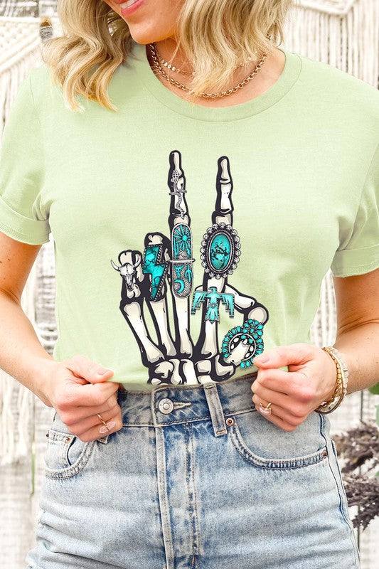 Western Skeleton Concho Rings Graphic T ShirtsSKELETON,WESTERN COWGIRL,TEAL CONCHO RINGS,PEACE SIGN UNISEX SHORT SLEEVE,GRAPHIC TEE,GRAPHIC TSHIRTS,TSHIRTS,TEES100%COTTON,HEATHER(52%COTTON,48%POLY),ATH.HEATHER,B