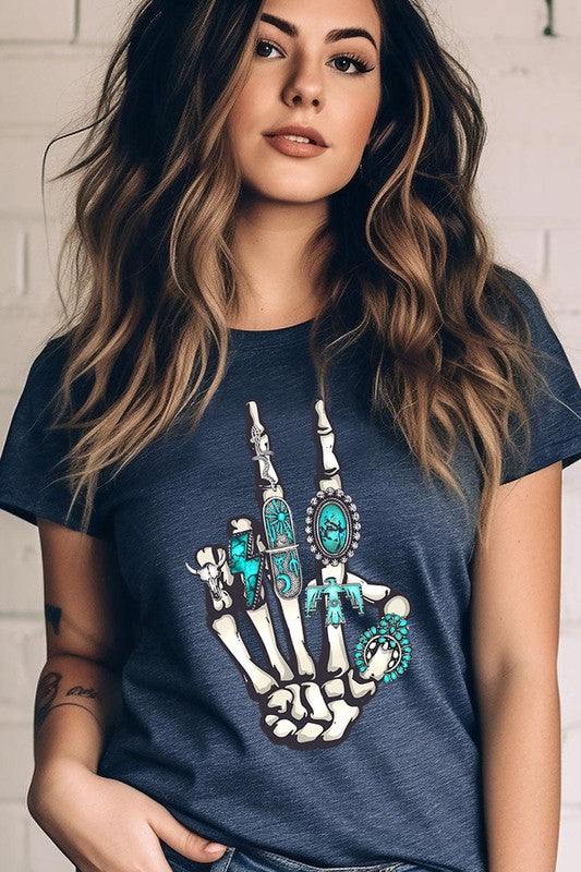 Western Skeleton Concho Rings Graphic T ShirtsSKELETON,WESTERN COWGIRL,TEAL CONCHO RINGS,PEACE SIGN UNISEX SHORT SLEEVE,GRAPHIC TEE,GRAPHIC TSHIRTS,TSHIRTS,TEES100%COTTON,HEATHER(52%COTTON,48%POLY),ATH.HEATHER,B