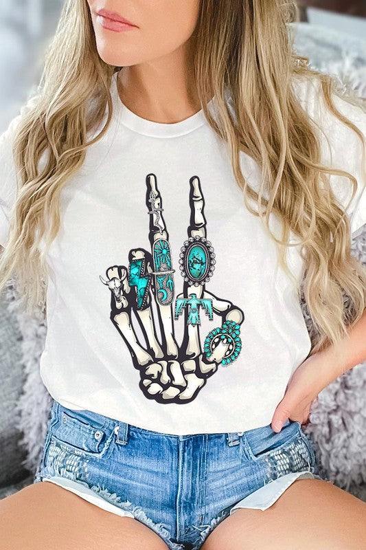 Western Skeleton Concho Rings Graphic T ShirtsSKELETON,WESTERN COWGIRL,TEAL CONCHO RINGS,PEACE SIGN UNISEX SHORT SLEEVE,GRAPHIC TEE,GRAPHIC TSHIRTS,TSHIRTS,TEES100%COTTON,HEATHER(52%COTTON,48%POLY),ATH.HEATHER,B