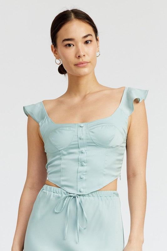 PUFF SLEEVE BUSTIER TOPSIZE &amp; FIT :MODEL WEARS SIZE SMALLMODEL'S HEIGHT 5'9Made In: IMPORTEDFabric Contents: 100% POLYESTERLINING: 100% POLYESTER