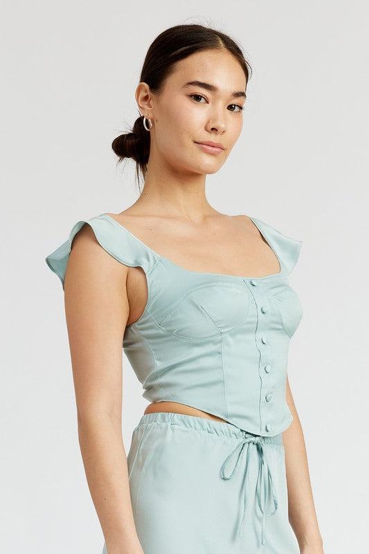 PUFF SLEEVE BUSTIER TOPSIZE &amp; FIT :MODEL WEARS SIZE SMALLMODEL'S HEIGHT 5'9Made In: IMPORTEDFabric Contents: 100% POLYESTERLINING: 100% POLYESTER