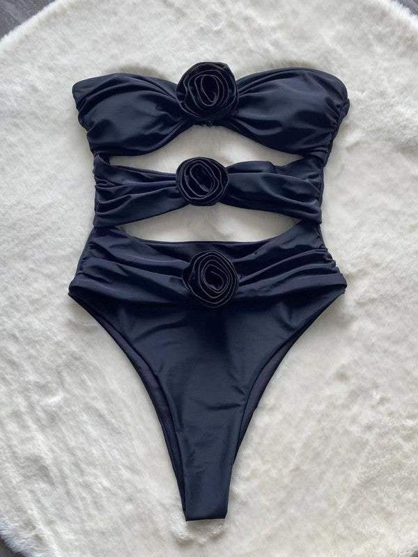 Cutout one piece rose swimsuitCutout one piece rose swimsuitMade In: China