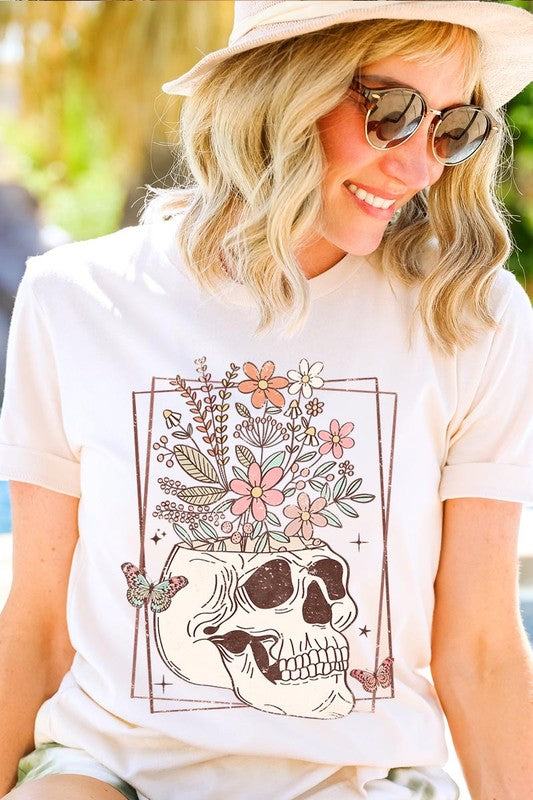 Floral Skull Graphic T ShirtsFloral Skull Graphic T Shirts.Unisex Crew Neck Short Sleeve Tees.Crafted from premium materials, tailored to your lifestyle, ensuring a comfortable fit for any occas