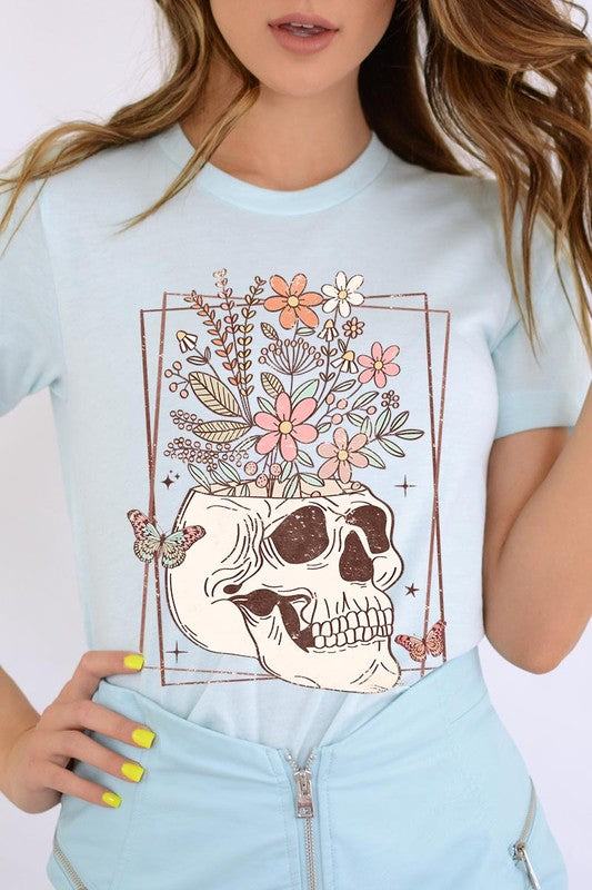 Floral Skull Graphic T ShirtsFloral Skull Graphic T Shirts.Unisex Crew Neck Short Sleeve Tees.Crafted from premium materials, tailored to your lifestyle, ensuring a comfortable fit for any occas