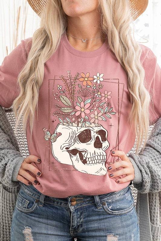 Floral Skull Graphic T ShirtsFloral Skull Graphic T Shirts.Unisex Crew Neck Short Sleeve Tees.Crafted from premium materials, tailored to your lifestyle, ensuring a comfortable fit for any occas