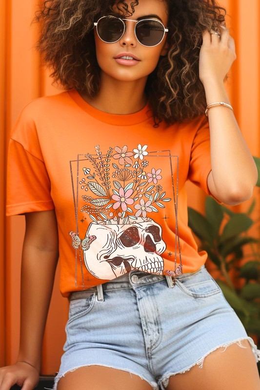 Floral Skull Graphic T ShirtsFloral Skull Graphic T Shirts.Unisex Crew Neck Short Sleeve Tees.Crafted from premium materials, tailored to your lifestyle, ensuring a comfortable fit for any occas