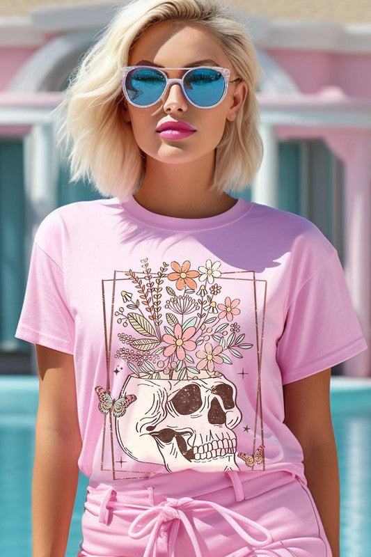 Floral Skull Graphic T ShirtsFloral Skull Graphic T Shirts.Unisex Crew Neck Short Sleeve Tees.Crafted from premium materials, tailored to your lifestyle, ensuring a comfortable fit for any occas