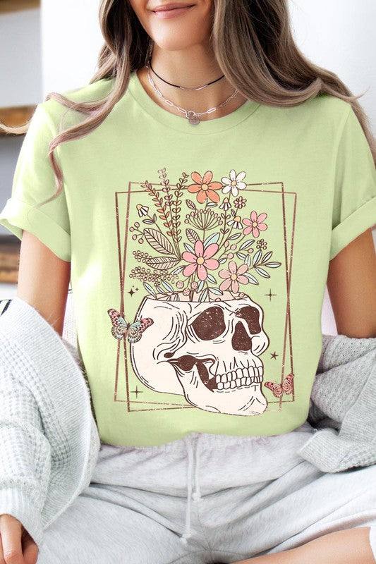 Floral Skull Graphic T ShirtsFloral Skull Graphic T Shirts.Unisex Crew Neck Short Sleeve Tees.Crafted from premium materials, tailored to your lifestyle, ensuring a comfortable fit for any occas