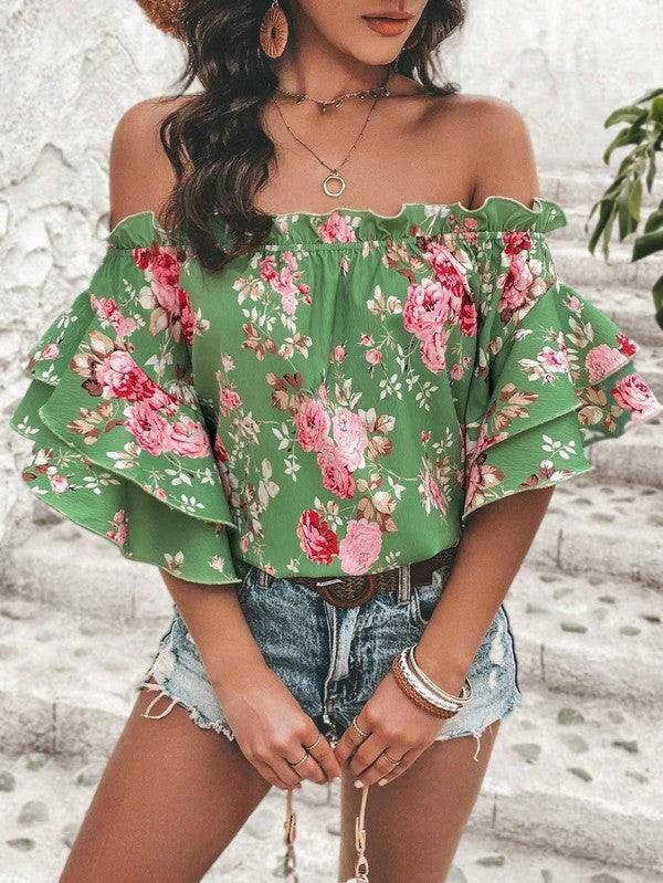 Floral off shoulder blouseFloral off shoulder blouseMade In: China