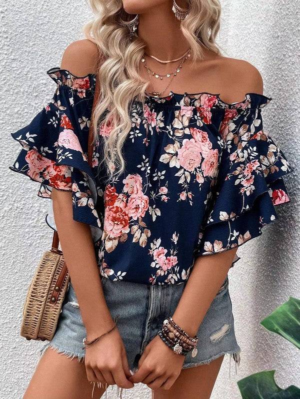 Floral off shoulder blouseFloral off shoulder blouseMade In: China