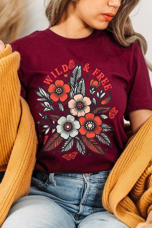 Wild Free Flowers Graphic T ShirtsWild and Free Flowers Graphic T Shirts.Unisex Crew Neck Short Sleeve Tees.Crafted from premium materials, tailored to your lifestyle, ensuring a comfortable fit for 