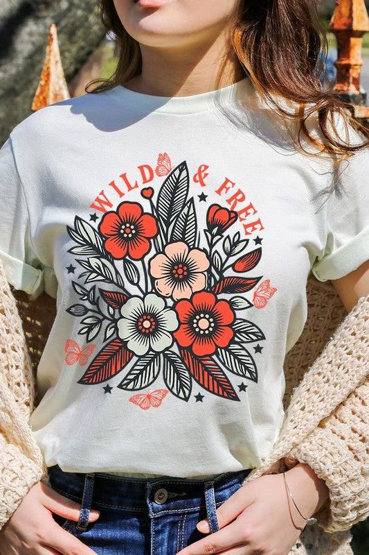 Wild Free Flowers Graphic T ShirtsWild and Free Flowers Graphic T Shirts.Unisex Crew Neck Short Sleeve Tees.Crafted from premium materials, tailored to your lifestyle, ensuring a comfortable fit for 