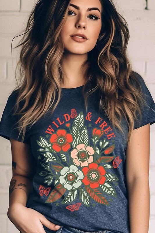 Wild Free Flowers Graphic T ShirtsWild and Free Flowers Graphic T Shirts.Unisex Crew Neck Short Sleeve Tees.Crafted from premium materials, tailored to your lifestyle, ensuring a comfortable fit for 