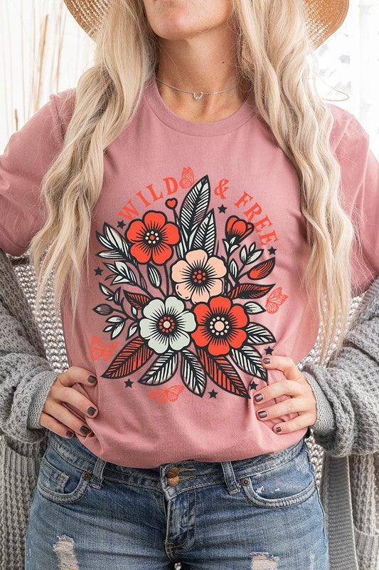 Wild Free Flowers Graphic T ShirtsWild and Free Flowers Graphic T Shirts.Unisex Crew Neck Short Sleeve Tees.Crafted from premium materials, tailored to your lifestyle, ensuring a comfortable fit for 