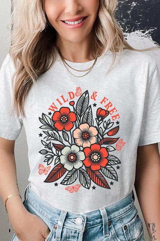 Wild Free Flowers Graphic T ShirtsWild and Free Flowers Graphic T Shirts.Unisex Crew Neck Short Sleeve Tees.Crafted from premium materials, tailored to your lifestyle, ensuring a comfortable fit for 