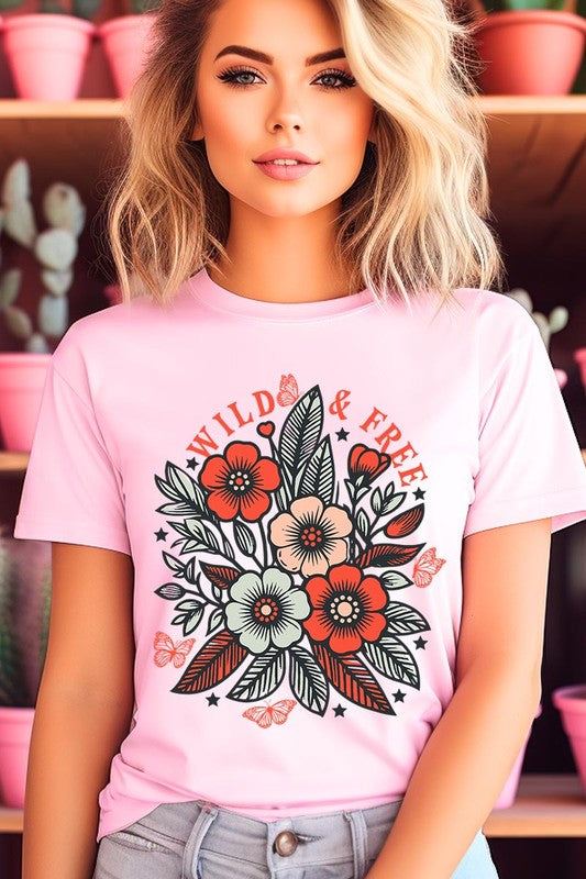 Wild Free Flowers Graphic T ShirtsWild and Free Flowers Graphic T Shirts.Unisex Crew Neck Short Sleeve Tees.Crafted from premium materials, tailored to your lifestyle, ensuring a comfortable fit for 