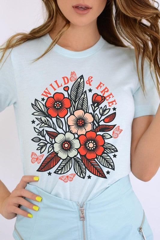 Wild Free Flowers Graphic T ShirtsWild and Free Flowers Graphic T Shirts.Unisex Crew Neck Short Sleeve Tees.Crafted from premium materials, tailored to your lifestyle, ensuring a comfortable fit for 