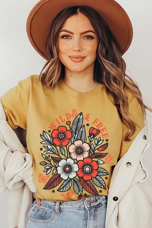 Wild Free Flowers Graphic T ShirtsWild and Free Flowers Graphic T Shirts.Unisex Crew Neck Short Sleeve Tees.Crafted from premium materials, tailored to your lifestyle, ensuring a comfortable fit for 