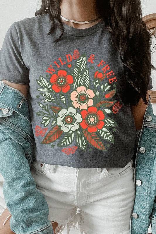 Wild Free Flowers Graphic T ShirtsWild and Free Flowers Graphic T Shirts.Unisex Crew Neck Short Sleeve Tees.Crafted from premium materials, tailored to your lifestyle, ensuring a comfortable fit for 