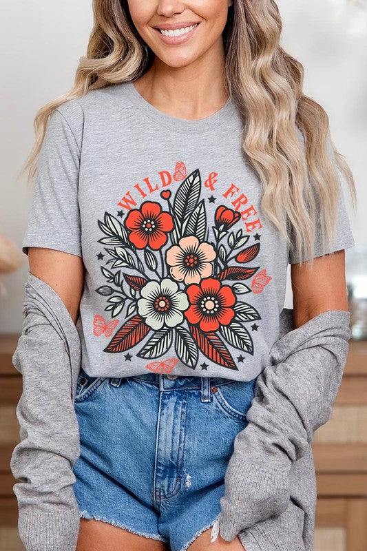 Wild Free Flowers Graphic T ShirtsWild and Free Flowers Graphic T Shirts.Unisex Crew Neck Short Sleeve Tees.Crafted from premium materials, tailored to your lifestyle, ensuring a comfortable fit for 